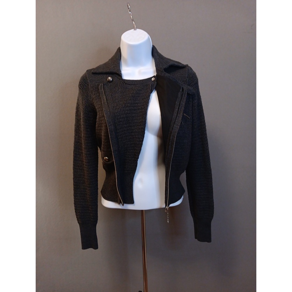 Vintage Miss Sixty M60 Aymmetrical Moto Jacket Sweater Women's XS Biker Y2K Wool - Picture 4 of 7